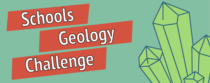 schools geology challenge with a green crystal in the right hand corner